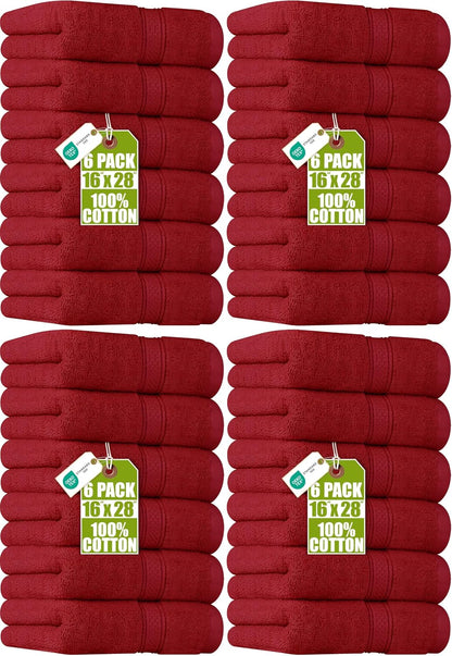 6 Pack Premium Hand Towels, 16x28 in, 600 GSM Cotton, Grey