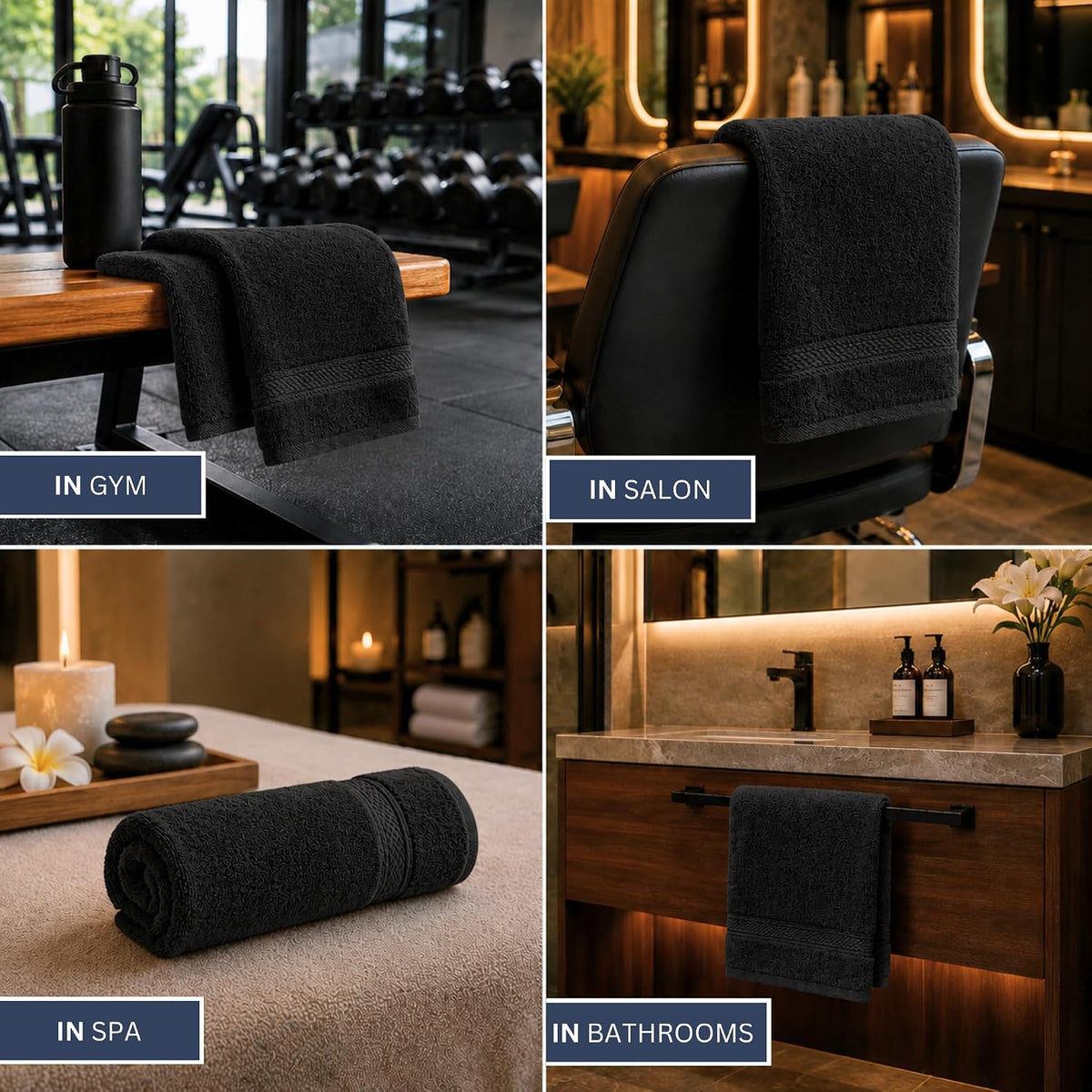 6 Pack Premium Hand Towels, 16x28 in, 600 GSM Cotton, Grey