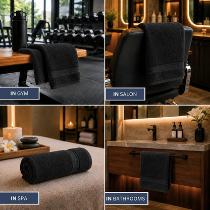 6 Pack Premium Hand Towels, 16x28 in, 600 GSM Cotton, Grey