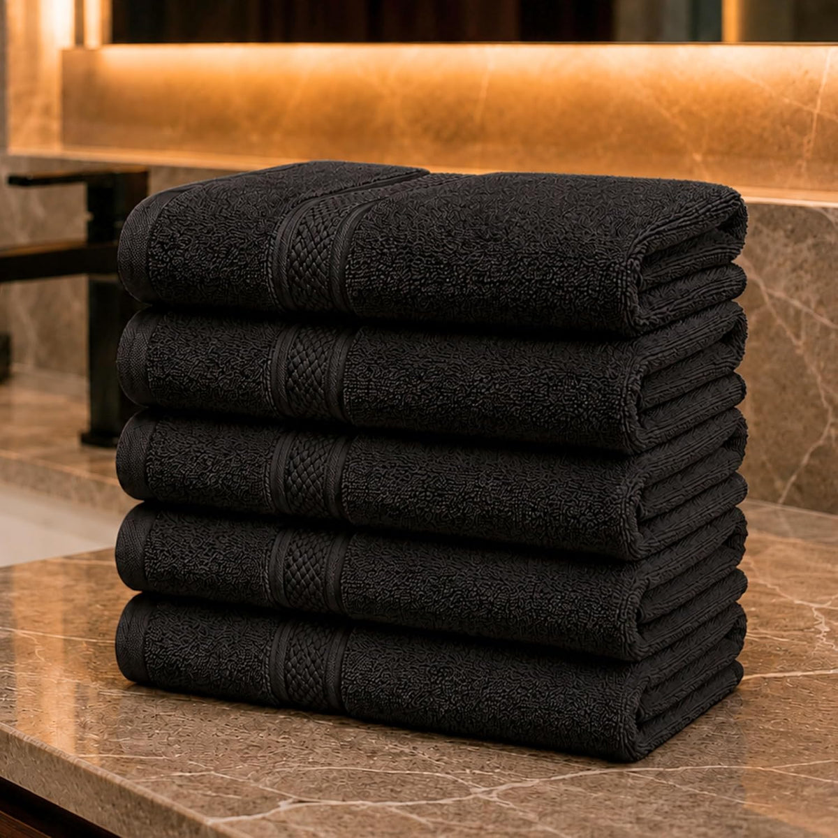 6 Pack Premium Hand Towels, 16x28 in, 600 GSM Cotton, Grey