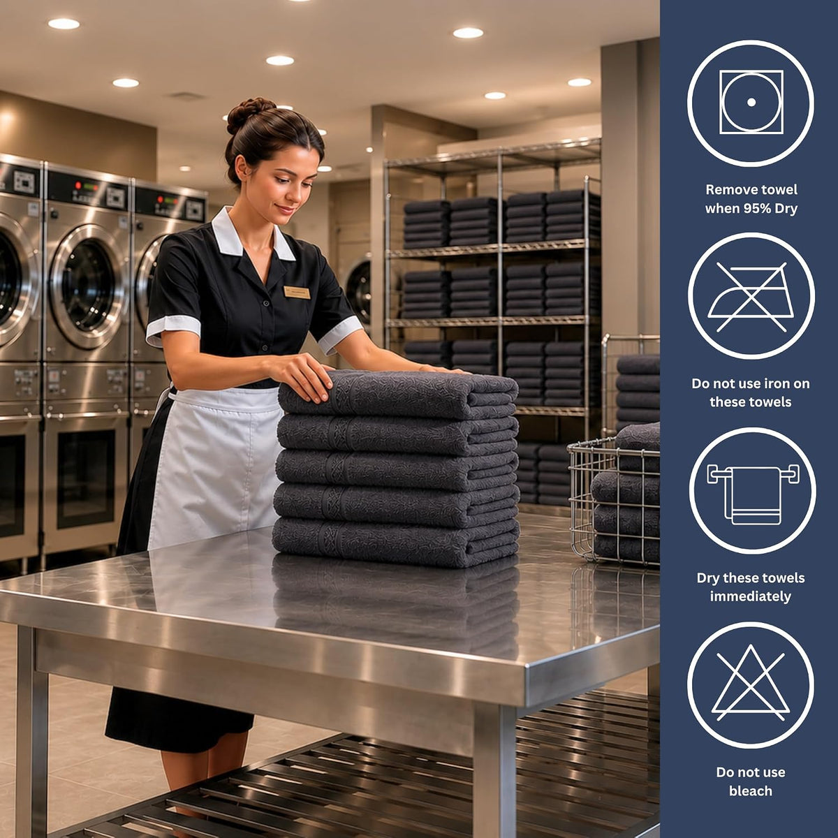 6 Pack Premium Hand Towels, 16x28 in, 600 GSM Cotton, Grey