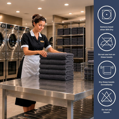 6 Pack Premium Hand Towels, 16x28 in, 600 GSM Cotton, Grey