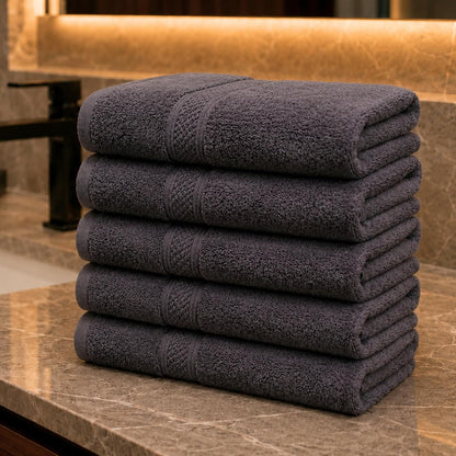 6 Pack Premium Hand Towels, 16x28 in, 600 GSM Cotton, Grey