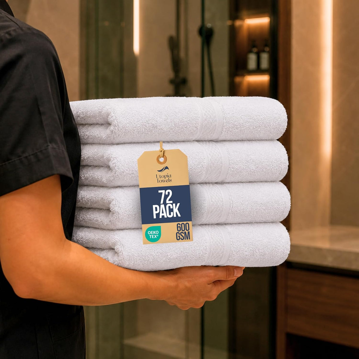 6 Pack Premium Hand Towels, 16x28 in, 600 GSM Cotton, Grey