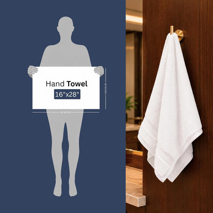 6 Pack Premium Hand Towels, 16x28 in, 600 GSM Cotton, Grey