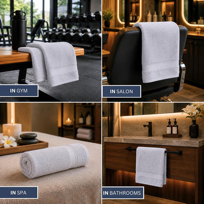 6 Pack Premium Hand Towels, 16x28 in, 600 GSM Cotton, Grey
