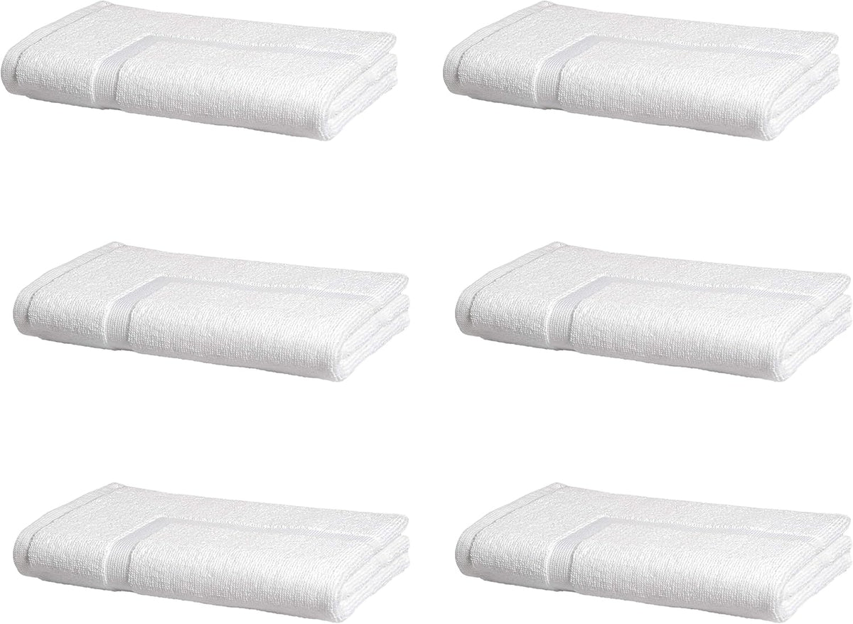 Premium 100% Cotton Absorbent Soft Bath Mat, Machine Washable, 684 GSM, 20" x 30", White, Hotel Spa Bathmats, 6-Pack (Previously AmazonCommercial)