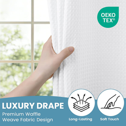 No Hook Waffle Shower Curtain with Snap in Liner Set, 71x74, Grey