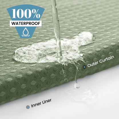 No Hook Waffle Shower Curtain with Snap in Liner Set, 71x74, Grey