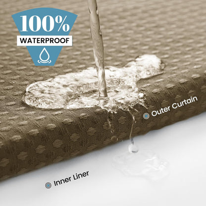 No Hook Waffle Shower Curtain with Snap in Liner Set, 71x74, Grey