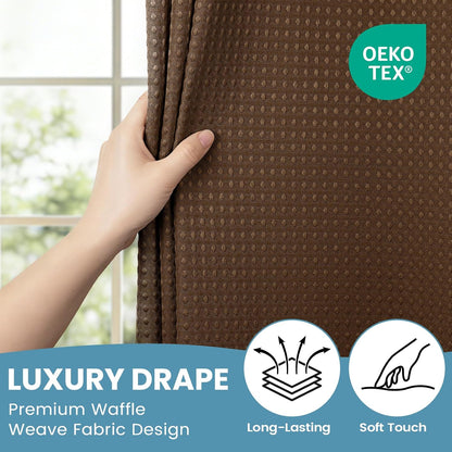 No Hook Waffle Shower Curtain with Snap in Liner Set, 71x74, Grey
