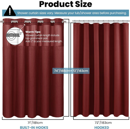 No Hook Waffle Shower Curtain with Snap in Liner Set, 71x74, Grey