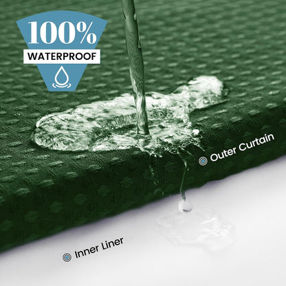 No Hook Waffle Shower Curtain with Snap in Liner Set, 71x74, Grey