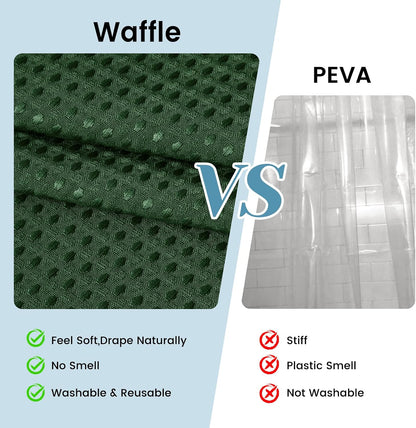 No Hook Waffle Shower Curtain with Snap in Liner Set, 71x74, Grey