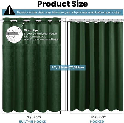 No Hook Waffle Shower Curtain with Snap in Liner Set, 71x74, Grey