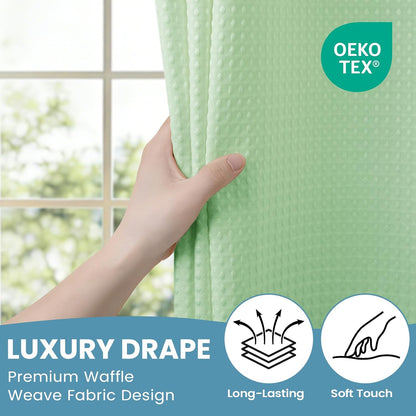 No Hook Waffle Shower Curtain with Snap in Liner Set, 71x74, Grey