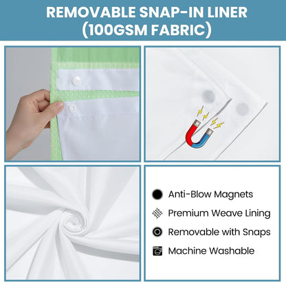 No Hook Waffle Shower Curtain with Snap in Liner Set, 71x74, Grey
