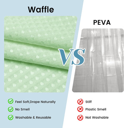 No Hook Waffle Shower Curtain with Snap in Liner Set, 71x74, Grey