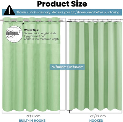 No Hook Waffle Shower Curtain with Snap in Liner Set, 71x74, Grey