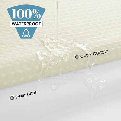 No Hook Waffle Shower Curtain with Snap in Liner Set, 71x74, Grey