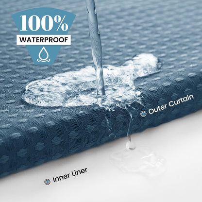 No Hook Waffle Shower Curtain with Snap in Liner Set, 71x74, Grey