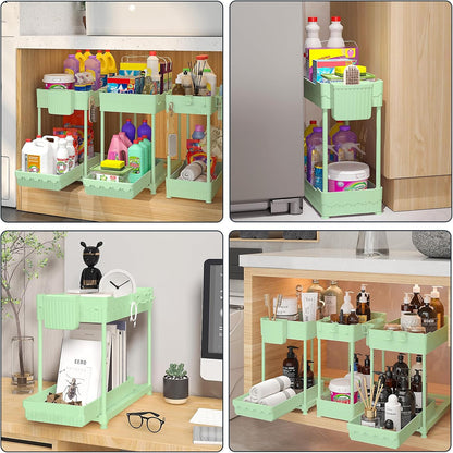 3-Pack 2-Tier Under Sink Organizers with Sliding Drawers
