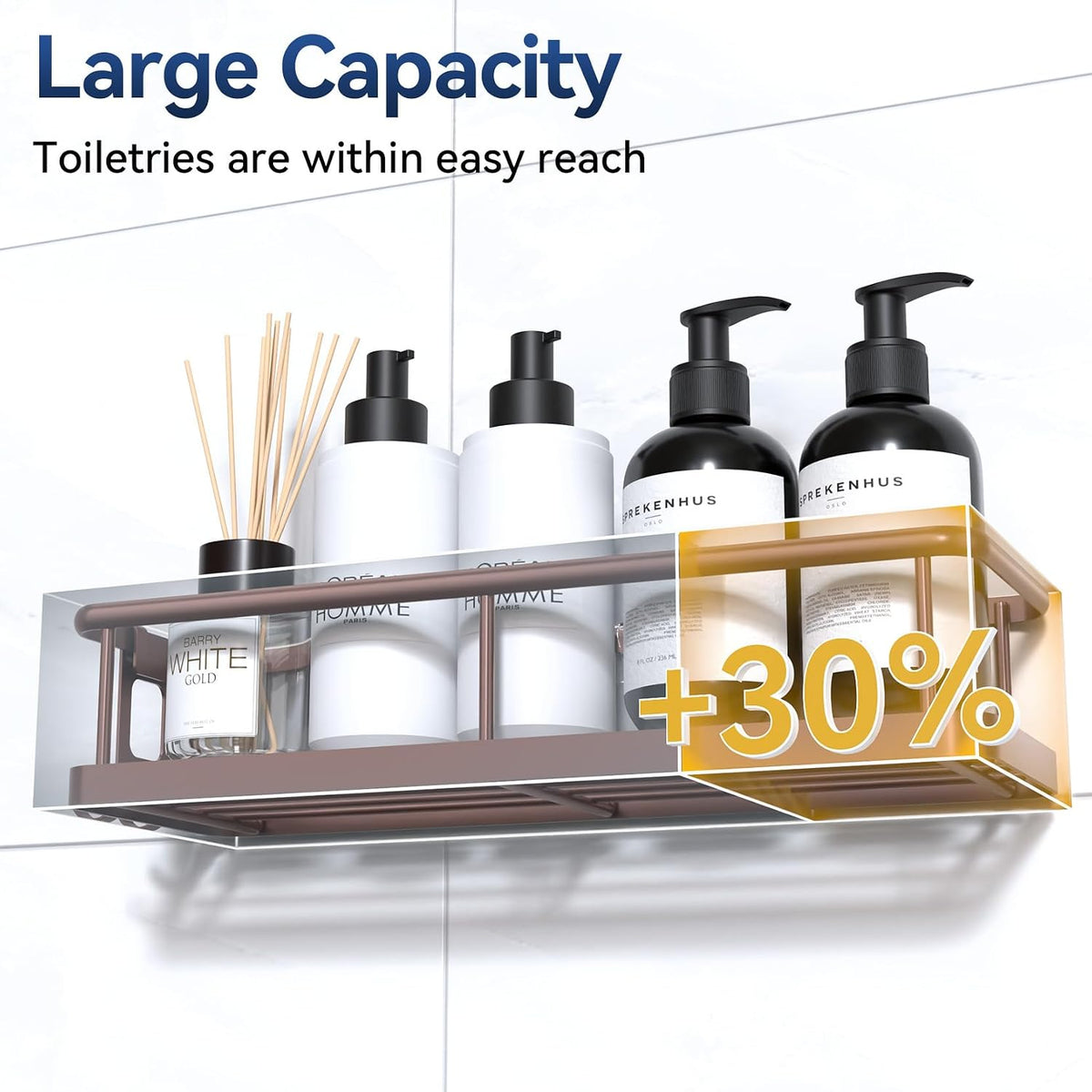 Shower Caddy Adhesive, Rustproof Shower Organizer, Large Capacity Shower Shelves for Inside Shower, No Drilling Bathroom Organizers and Storage for Home Decor （2 Pack Black）