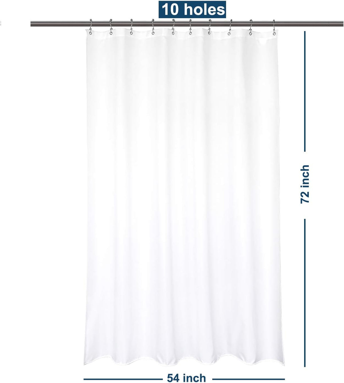Waterproof Fabric Shower Curtain or Liner White, 72x72
