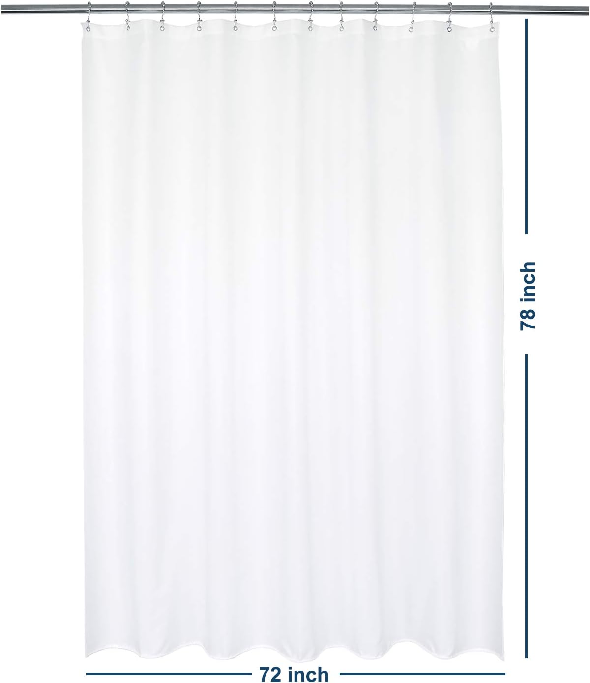 Waterproof Fabric Shower Curtain or Liner White, 72x72