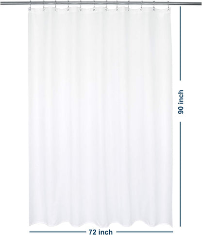 Waterproof Fabric Shower Curtain or Liner White, 72x72