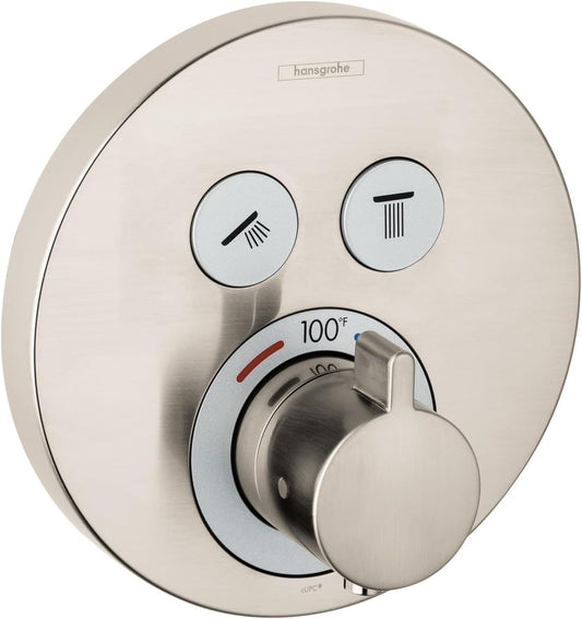 ShowerSelect S Modern Thermostatic Shower Valve Trim with Temperature Control and Diverter in Chrome, 15743001