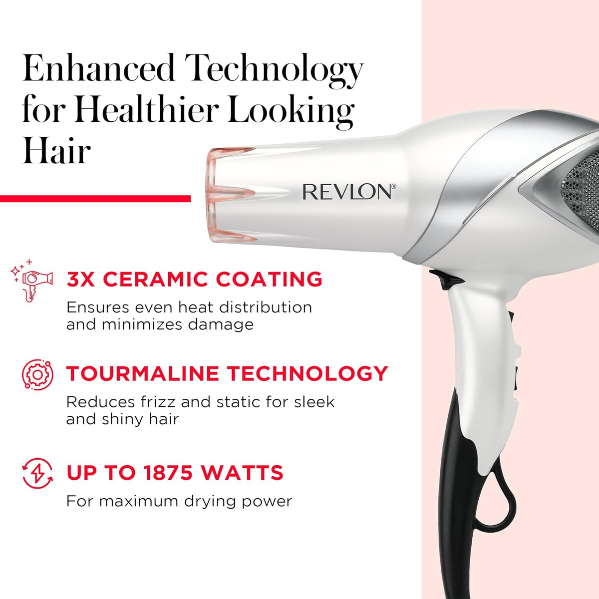 REVLON Infrared Ionic Hair Dryer with Diffuser & Concentrator, White