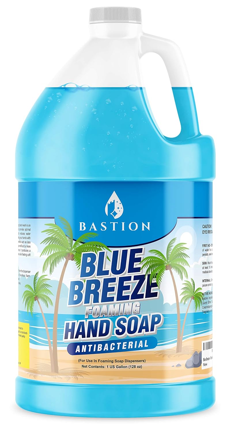Blue Breeze Antibacterial Foaming Hand Soap Bulk Refill – 1 Gallon (128 oz) Rich Lather, Moisturizing Formula – Washes Away Germs & Bacteria – Refreshing Clean Scent for Foaming Dispensers