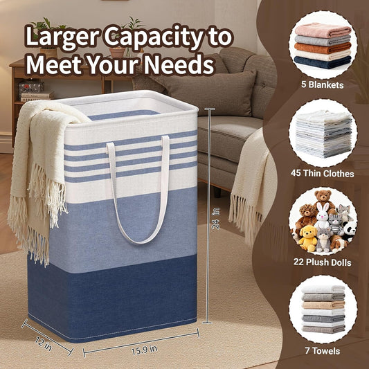 2 Pack Laundry Baskets, Collapsible Dirty Clothes Laundry Hampers | with Reinforced Handles, Waterproof Coating, 2 Pack for Clean & Dirty Clothes, for Bedroom, Bathroom, Dorm (75L Grey)