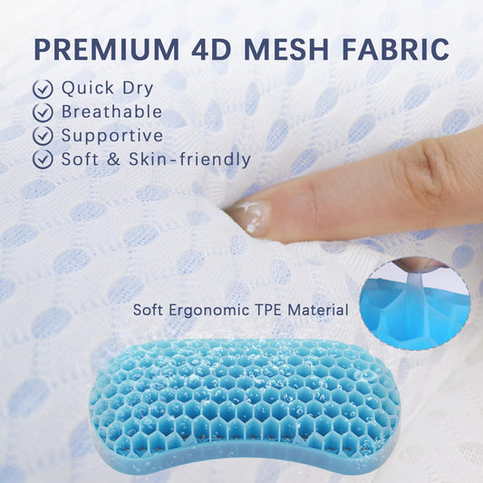Bathtub Bath Pillows for Tub - Bathtub Pillow for Neck & Back Support with Ergonomic TPE, 4D Mesh Upgraded Bath Tub Pillow Headrest with 3 Strong Suction Cups & Hook, Bathroom Accessories, Spa Gifts