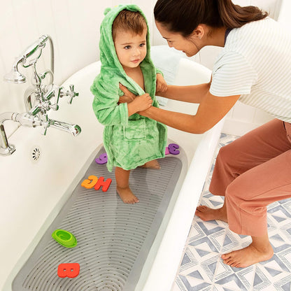 Soft Spot Cushioned Non-Slip Baby Bath Mat, 36 x 17 Inch, Grey