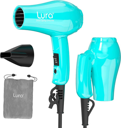 Foldable Travel Hair Dreyr Mini:Dual Voltage Small Lightweight Blow Dryer for International Travel,1200w Compact Hairdryer with Concentrator and Travel Bag(Light Pink)
