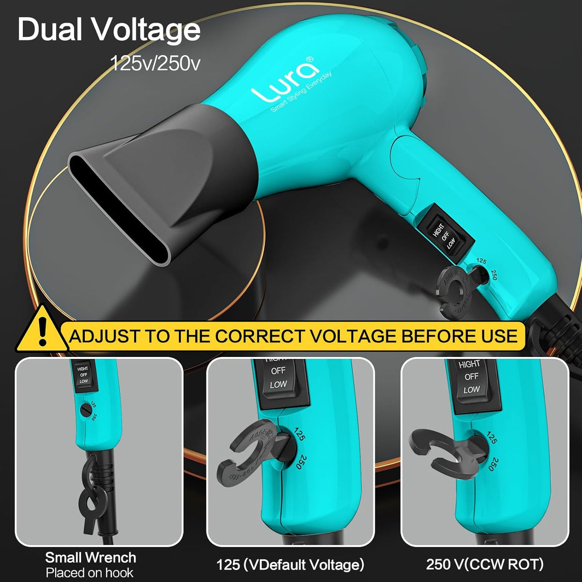 Foldable Travel Hair Dreyr Mini:Dual Voltage Small Lightweight Blow Dryer for International Travel,1200w Compact Hairdryer with Concentrator and Travel Bag(Light Pink)