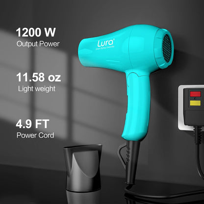 Foldable Travel Hair Dreyr Mini:Dual Voltage Small Lightweight Blow Dryer for International Travel,1200w Compact Hairdryer with Concentrator and Travel Bag(Light Pink)