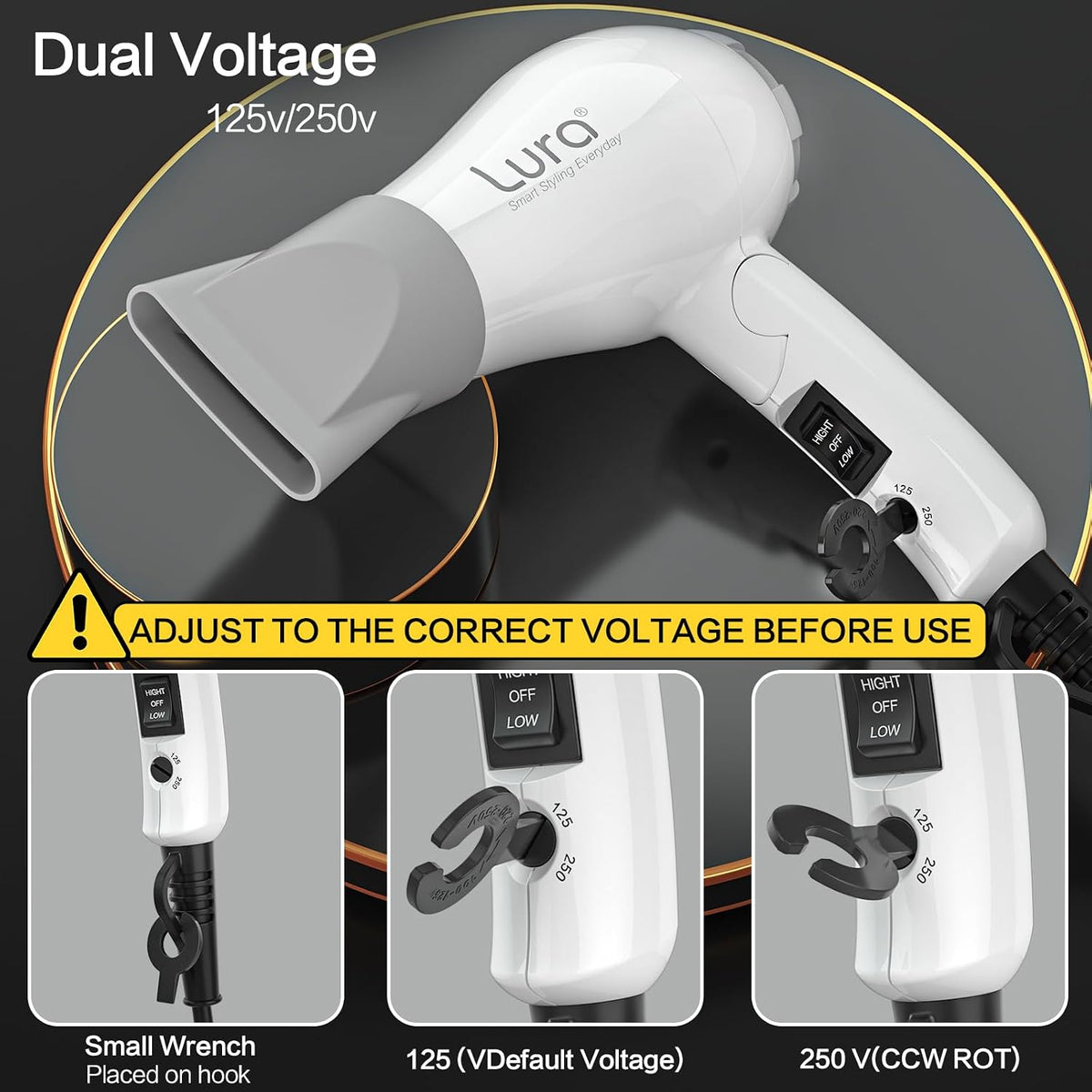 Foldable Travel Hair Dreyr Mini:Dual Voltage Small Lightweight Blow Dryer for International Travel,1200w Compact Hairdryer with Concentrator and Travel Bag(Light Pink)
