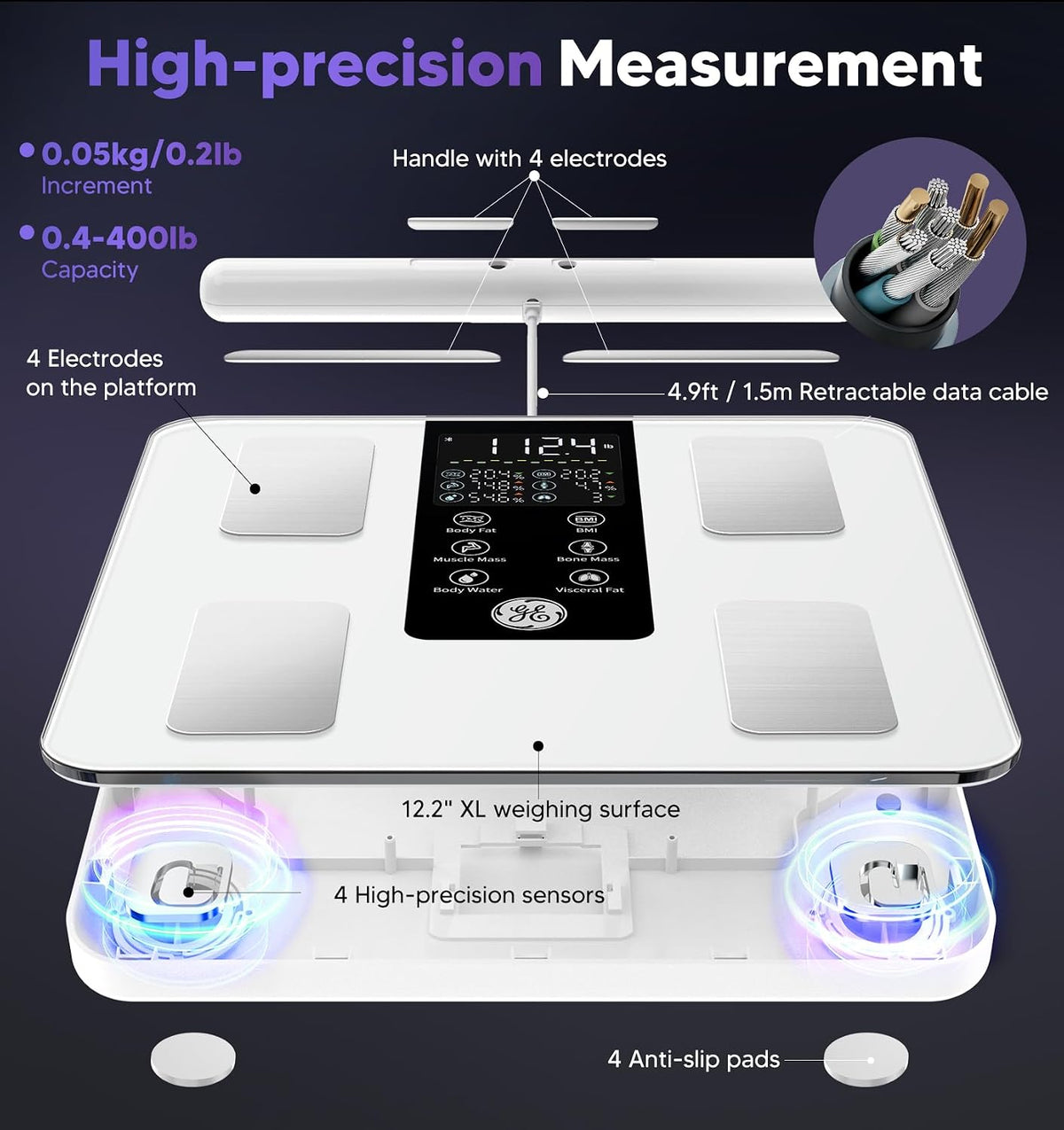 Smart Scale for Body Weight: Full Body Composition Analyzer, 50+ Metrics