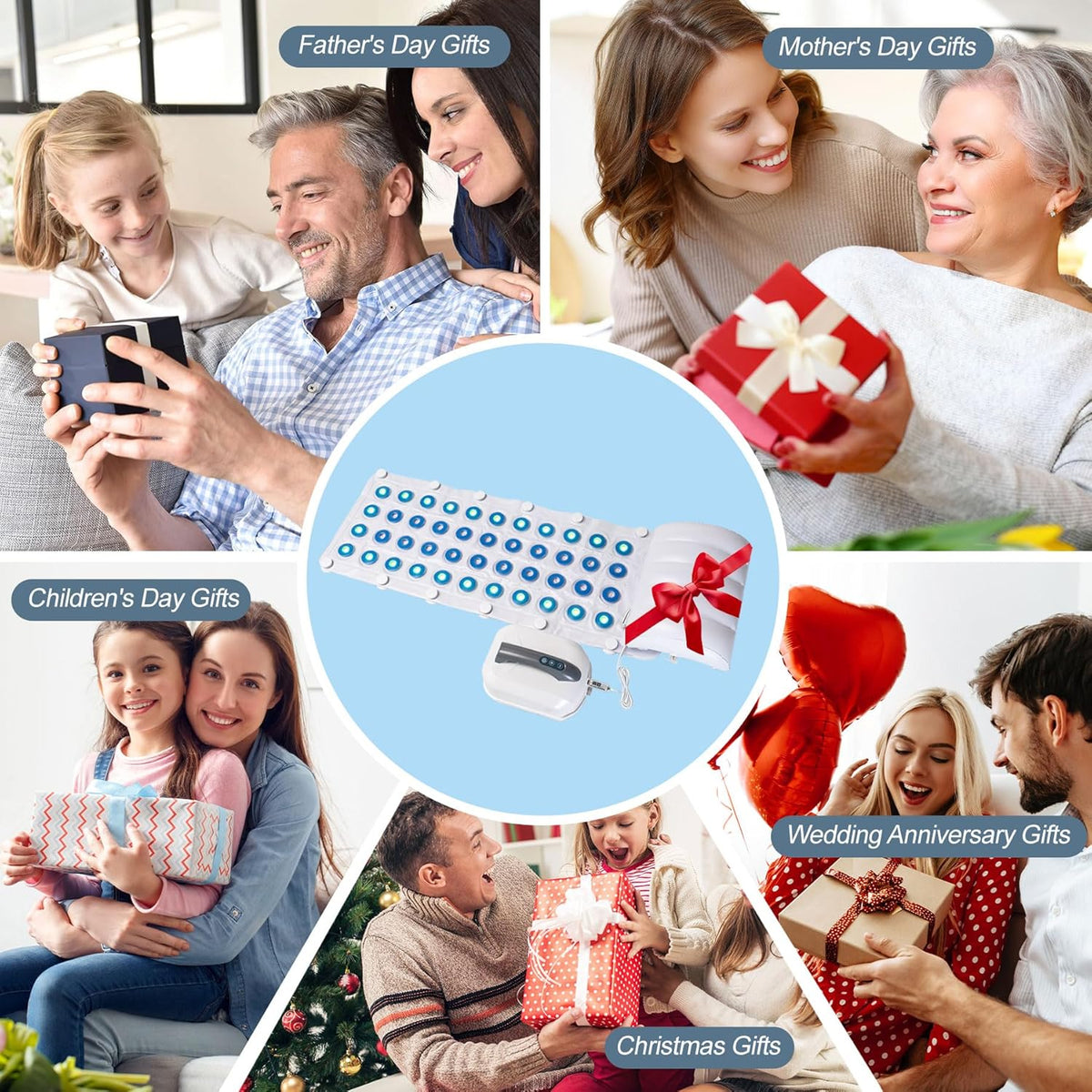 Bubble Bath Massager Mat with Ambient Light & Remote Control | 74 bubble jets，Inflatable pillow，Upgraded anti-slip suction cup，Noise reduction machine，Relieve fatigue and muscle soreness