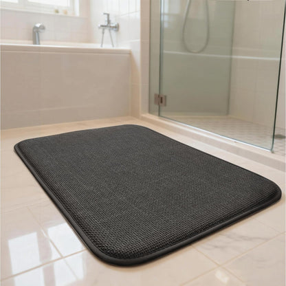 Thick Memory Foam Bathroom Mat, Soft Absorbent Polyester Bath Rug Quick Dry, Non Slip Shower Floor Rugs with Rubber Backing, Machine Washable (Camel, 24" x 16")