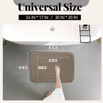 Thick Memory Foam Bathroom Mat, Soft Absorbent Polyester Bath Rug Quick Dry, Non Slip Shower Floor Rugs with Rubber Backing, Machine Washable (Camel, 24" x 16")