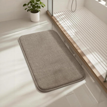 Thick Memory Foam Bathroom Mat, Soft Absorbent Polyester Bath Rug Quick Dry, Non Slip Shower Floor Rugs with Rubber Backing, Machine Washable (Camel, 24" x 16")