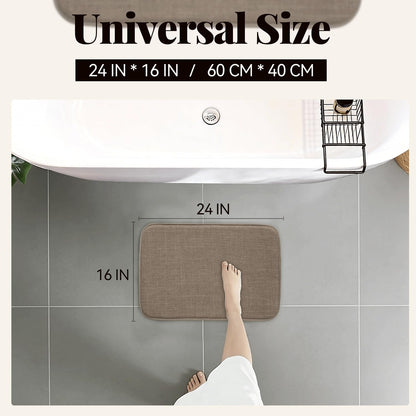 Thick Memory Foam Bathroom Mat, Soft Absorbent Polyester Bath Rug Quick Dry, Non Slip Shower Floor Rugs with Rubber Backing, Machine Washable (Camel, 24" x 16")