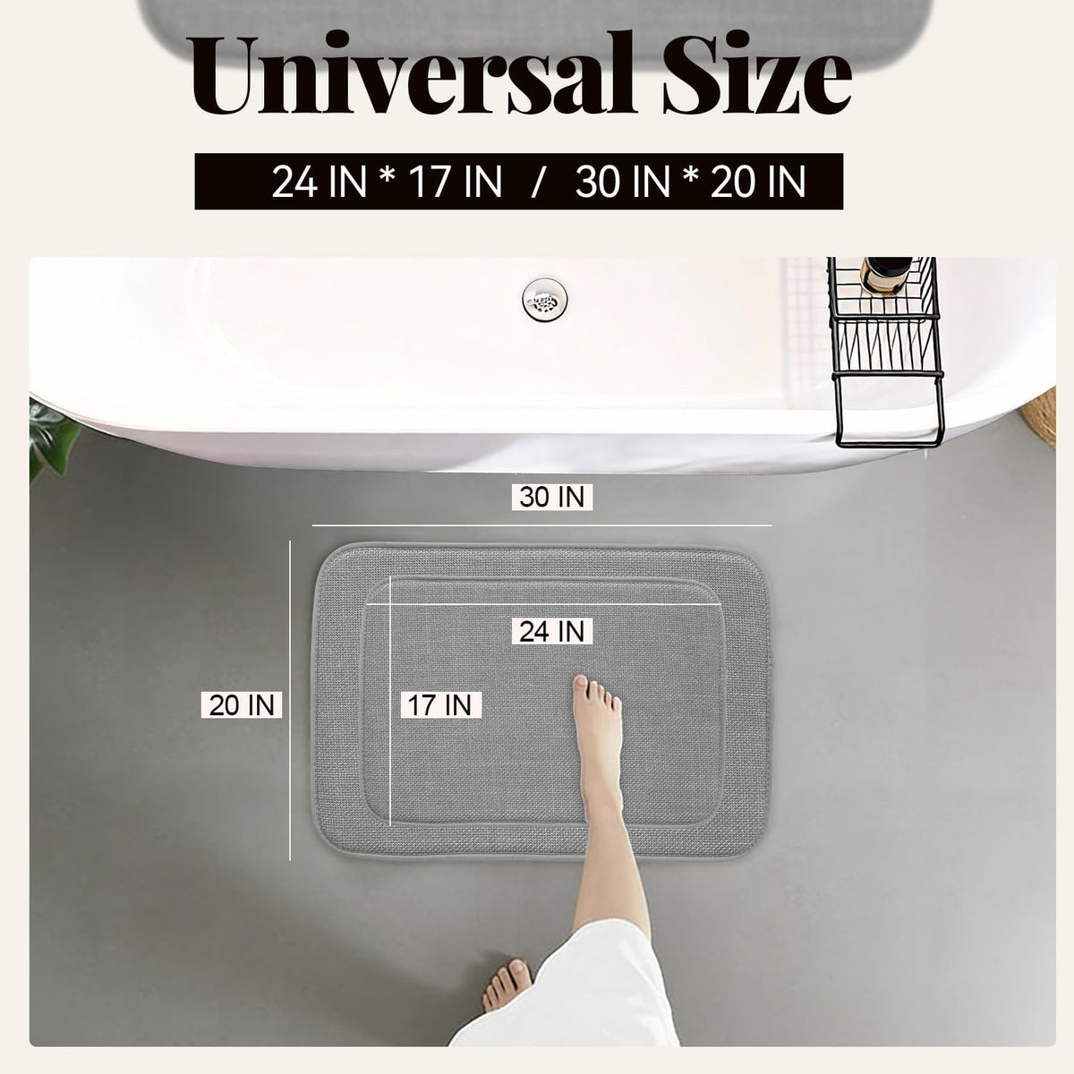 Thick Memory Foam Bathroom Mat, Soft Absorbent Polyester Bath Rug Quick Dry, Non Slip Shower Floor Rugs with Rubber Backing, Machine Washable (Camel, 24" x 16")