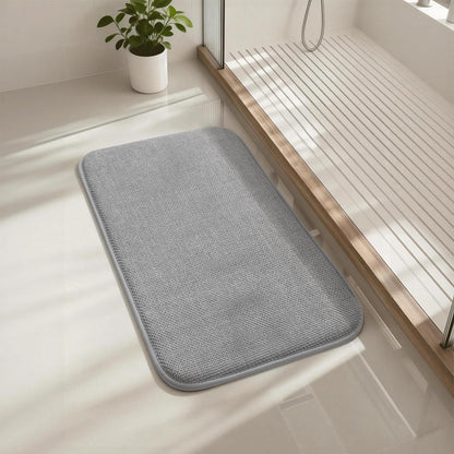 Thick Memory Foam Bathroom Mat, Soft Absorbent Polyester Bath Rug Quick Dry, Non Slip Shower Floor Rugs with Rubber Backing, Machine Washable (Camel, 24" x 16")