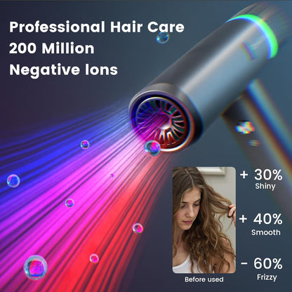 Professional Ionic Hair Dryer with Diffuser,150000 RPM High-Speed Ionic Low Noise Blow Dryer, Powerful 1600 Watt Motor for Fast Drying and Straight & Wavy Hair, Lightweight