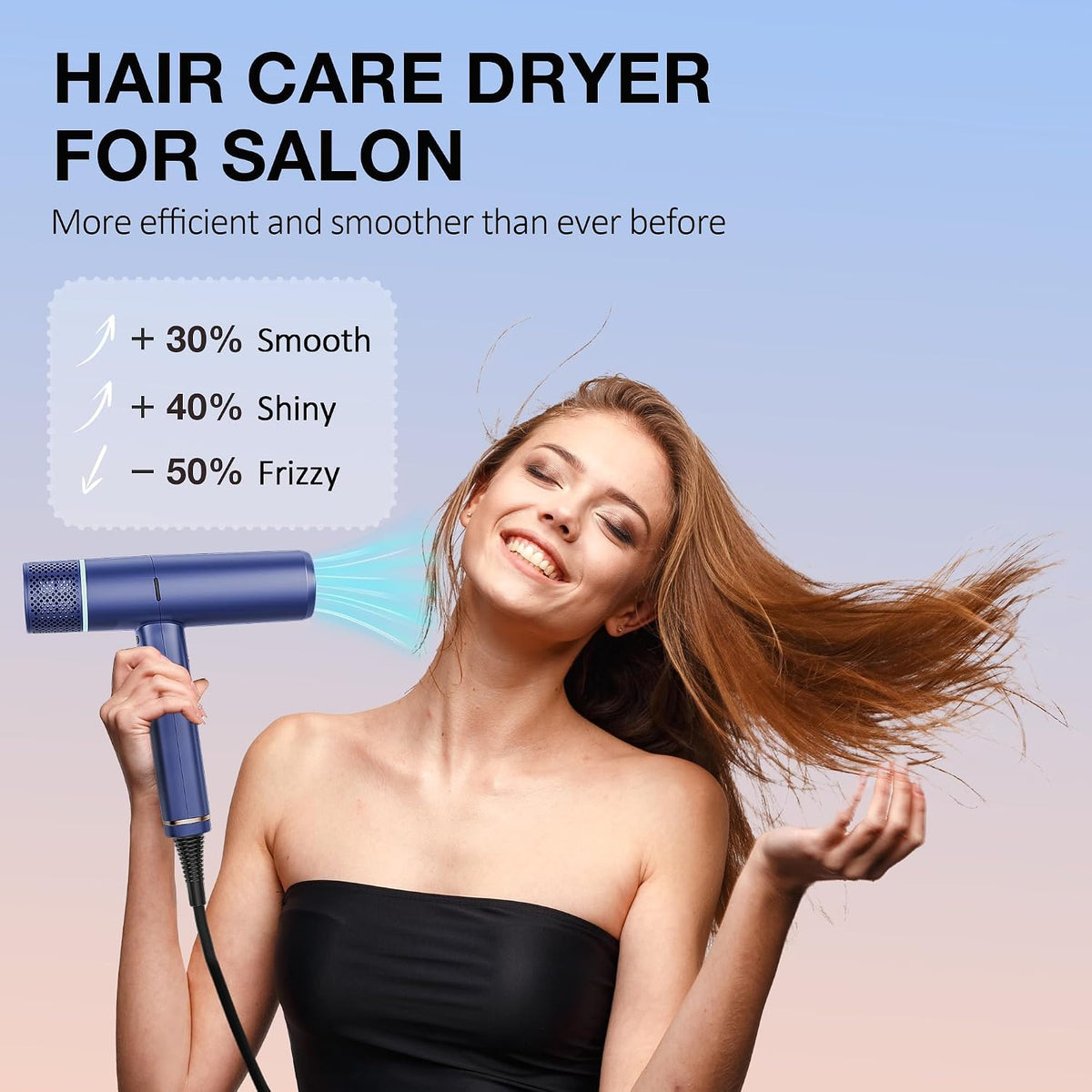 Professional Ionic Hair Dryer with Diffuser,150000 RPM High-Speed Ionic Low Noise Blow Dryer, Powerful 1600 Watt Motor for Fast Drying and Straight & Wavy Hair, Lightweight